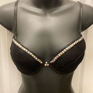 Hand Studded Black Bra - 34B